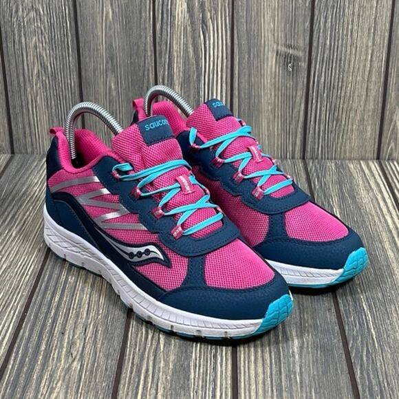 Saucony Dash Pink Teal Running Shoes Sneakers Girl Youth Y5 W6.5 SK167383 - Picture 1 of 7